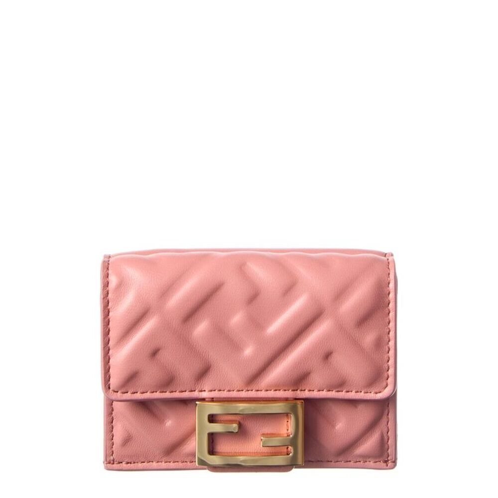 Fendi Micro Trifold Leather Wallet, Pink
